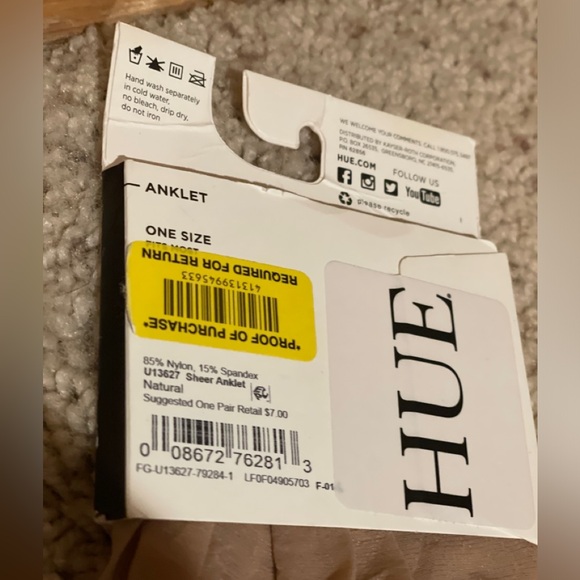 Hue Anklet Sheer Natural Sock - Picture 6 of 8